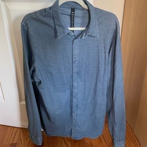 Lululemon Button Down Long Sleeve Shirt Chambray Blue Mens L